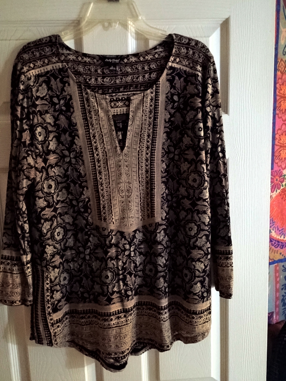 Lucky Brand Black & Cream Floral Embroidered Tunic - Picture 5 of 5